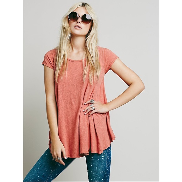 Free People Tops - Free People Coral Red Sylvia Tee Small
